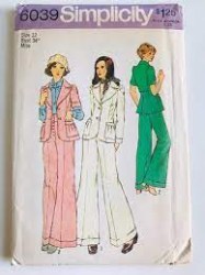 6039 SIMPLICITY 1973 UNLINED SHORT - LONG SLEEVE JACKET, CUFF PANTS PATTERN 14 UNCUT